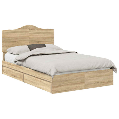 Letto con Contenitore con testiera Rovere Sonoma 135 x 190 cm | homemem39