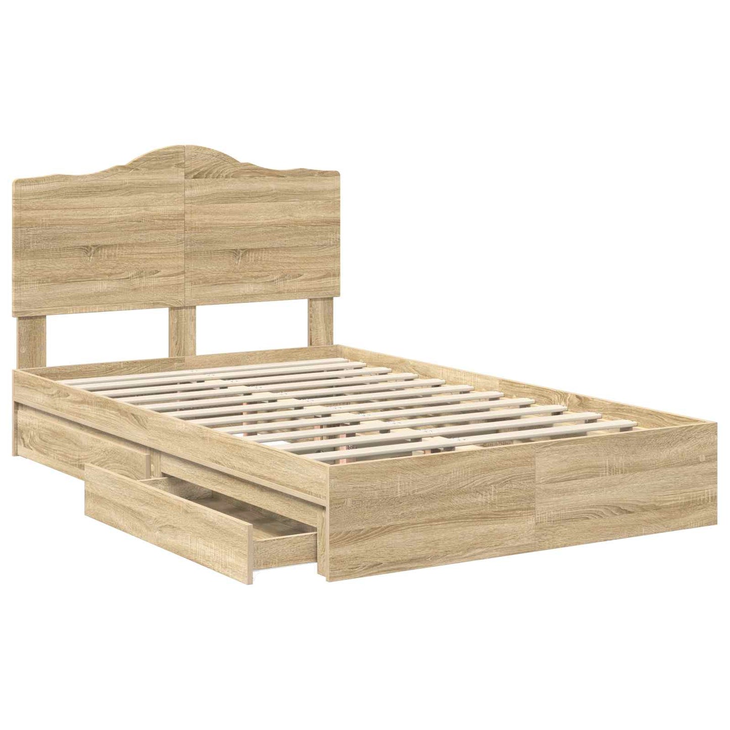 Letto con Contenitore con testiera Rovere Sonoma 135 x 190 cm | homemem39