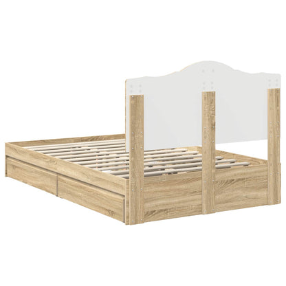 Letto con Contenitore con testiera Rovere Sonoma 135 x 190 cm | homemem39