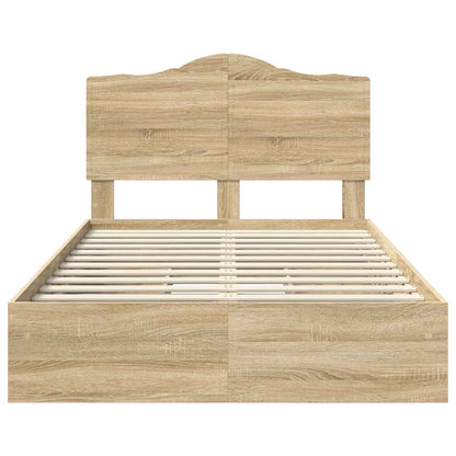 Letto con Contenitore con testiera Rovere Sonoma 135 x 190 cm | homemem39