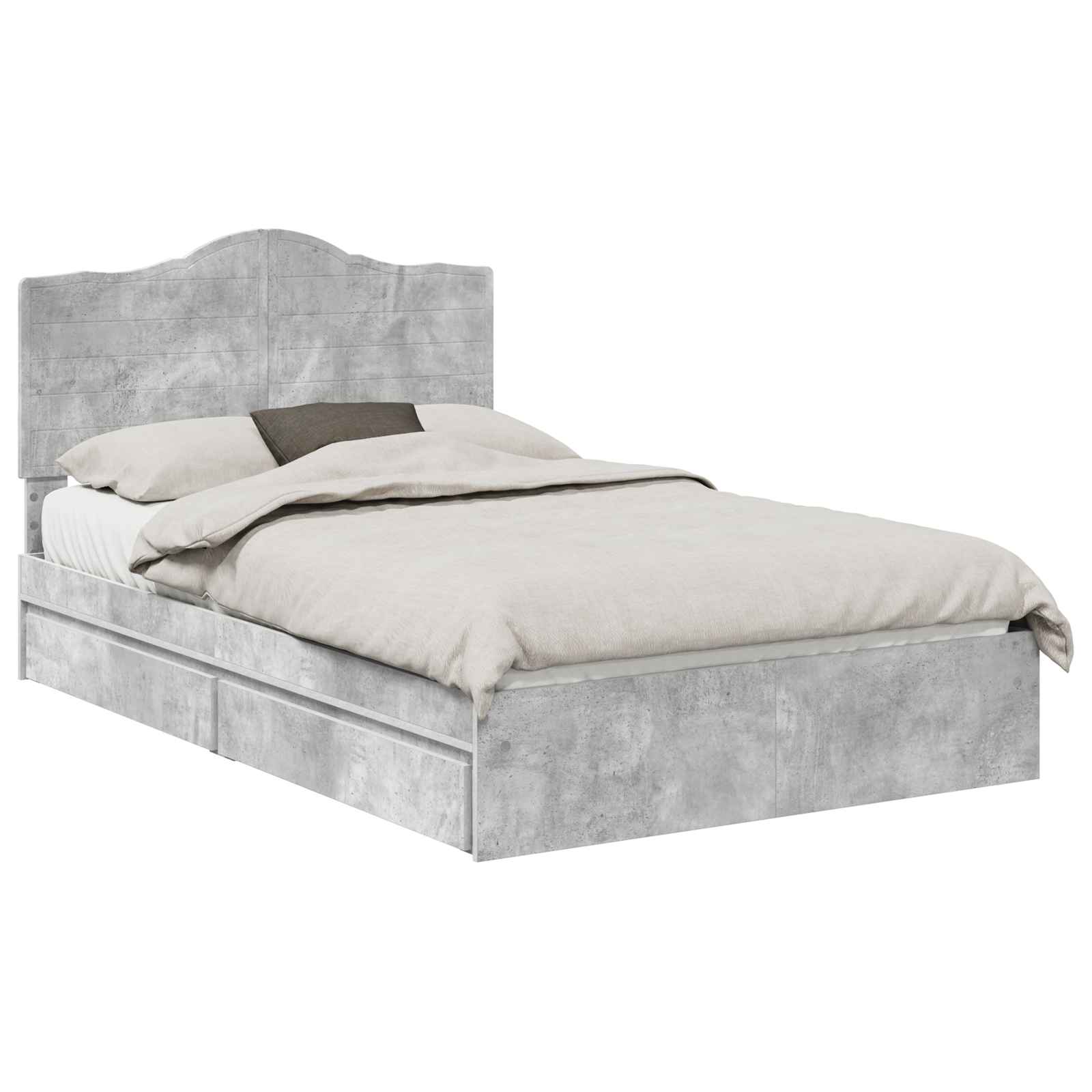 Letto con Contenitore con testiera Grigio cemento 135 x 190 cm | homemem39