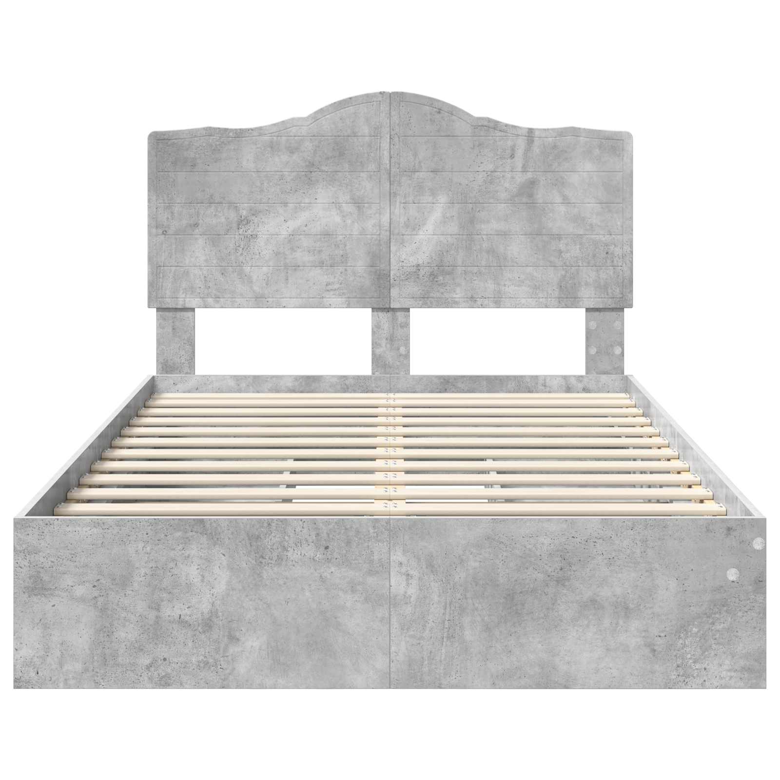Letto con Contenitore con testiera Grigio cemento 135 x 190 cm | homemem39
