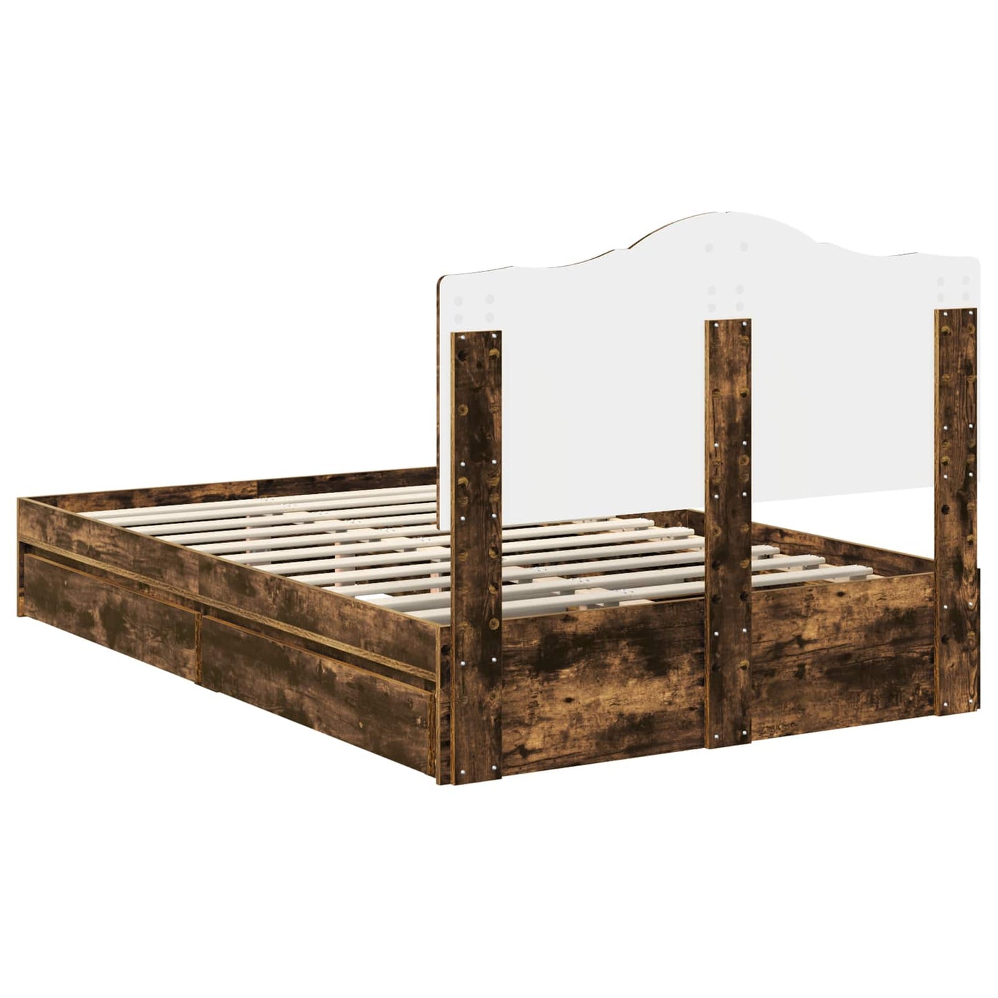 Letto con Contenitore con testiera Rovere fumé 135 x 190 cm | homemem39