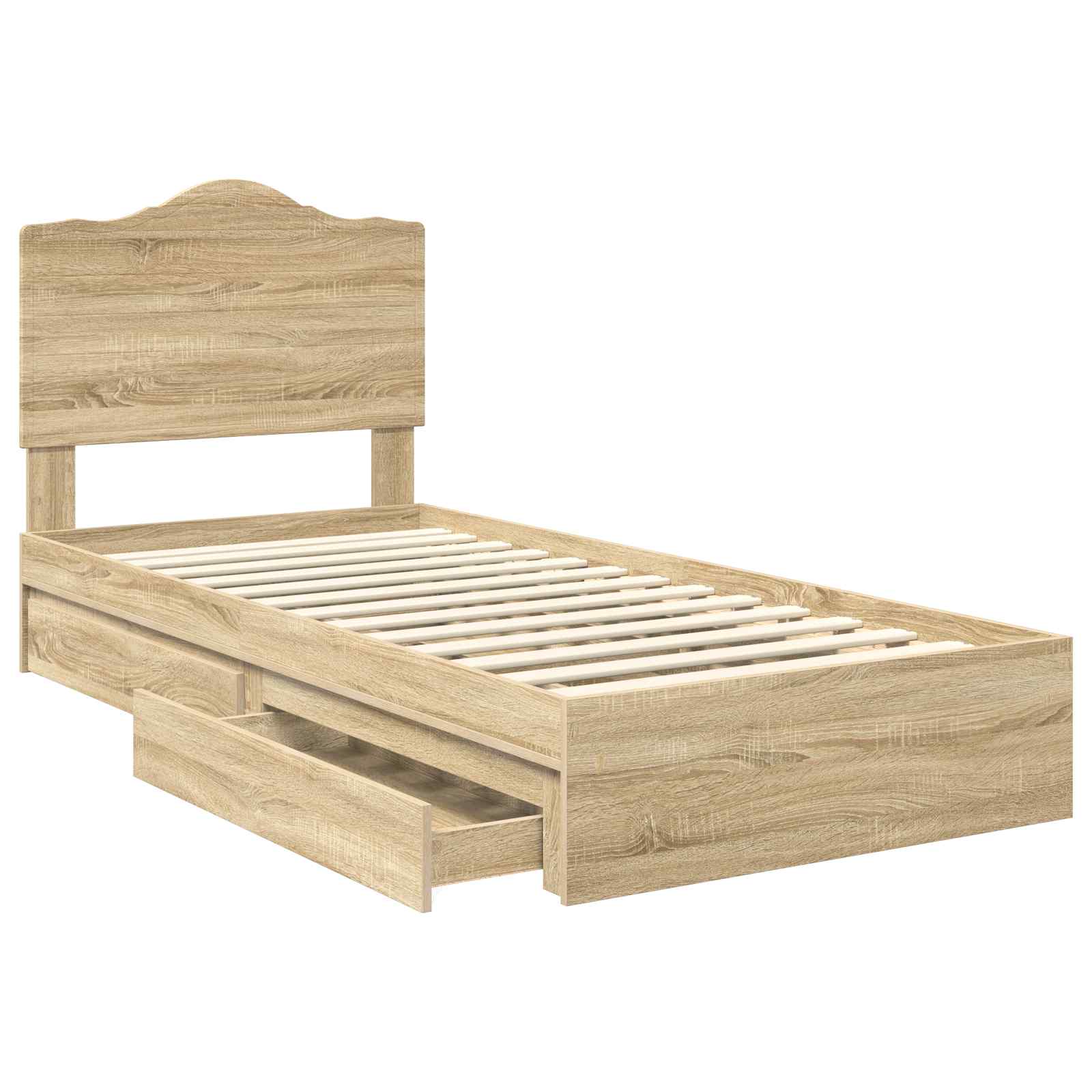 Letto con Contenitore con testiera Rovere Sonoma 100 x 200 cm | homemem39