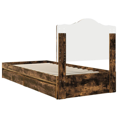 Letto con Contenitore con testiera Rovere fumé 100 x 200 cm | homemem39