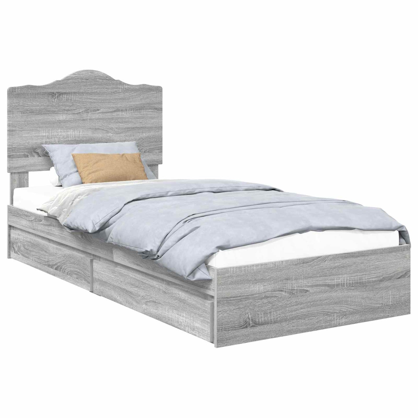 Letto con Contenitore con testiera Grigio Sonoma 100 x 200 cm | homemem39