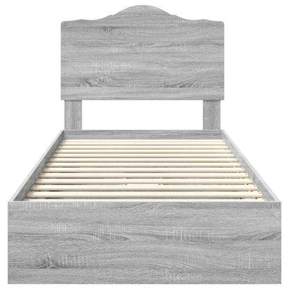 Letto con Contenitore con testiera Grigio Sonoma 100 x 200 cm | homemem39