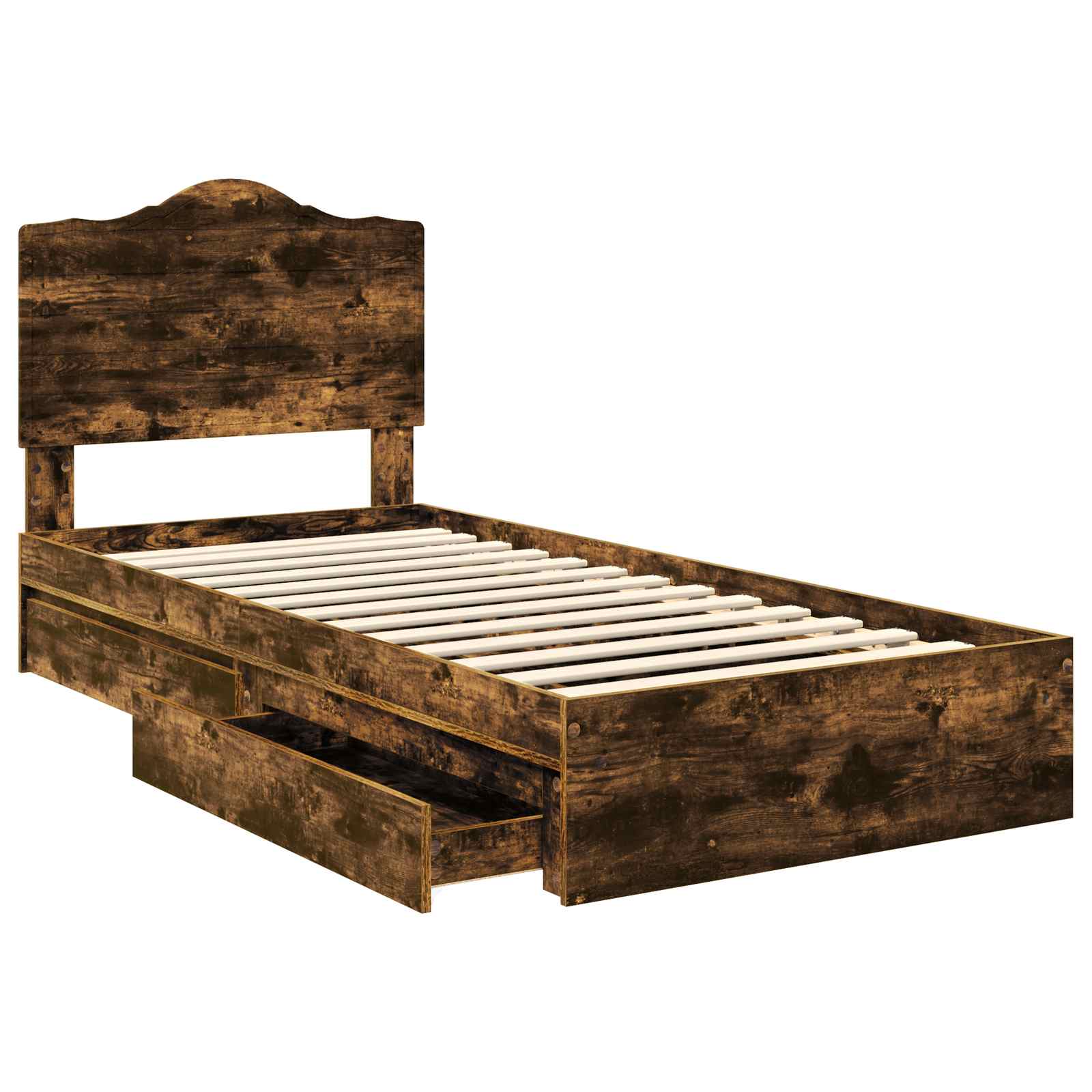 Letto con Contenitore Rovere fumé 90 x 200 cm Legno multistrato | homemem39