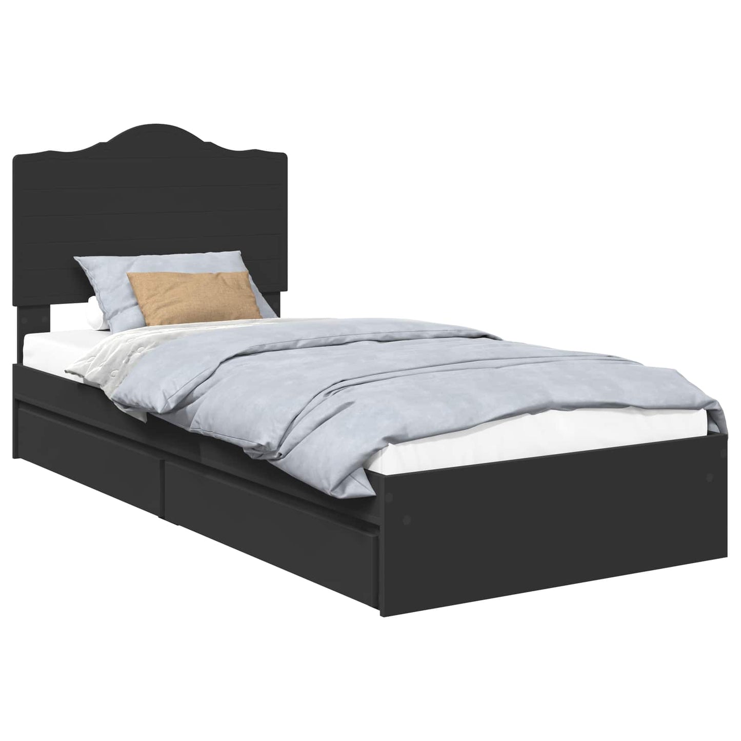 Letto con Contenitore Nero 90 x 190 cm Legno multistrato | homemem39