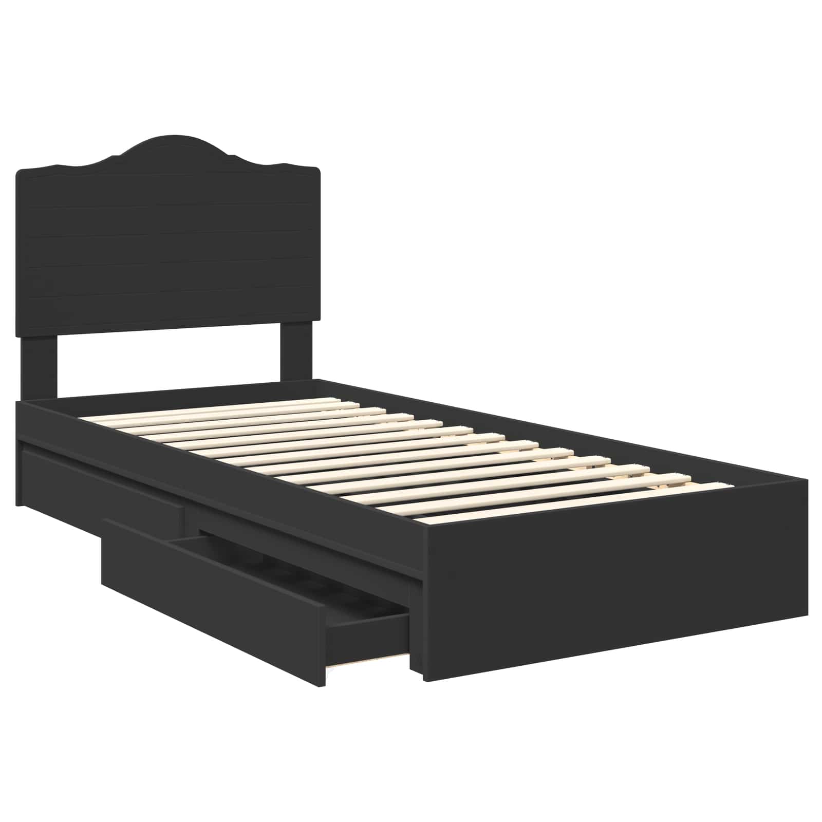 Letto con Contenitore Nero 90 x 190 cm Legno multistrato | homemem39