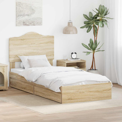 Letto con Contenitore con testiera Rovere Sonoma 90 x 190 cm | homemem39