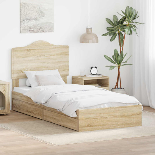 Letto con Contenitore con testiera Rovere Sonoma 90 x 190 cm | homemem39