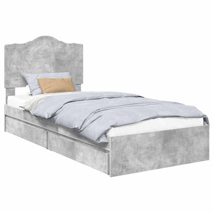 Letto con Contenitore con testiera Grigio cemento 90 x 190 cm | homemem39