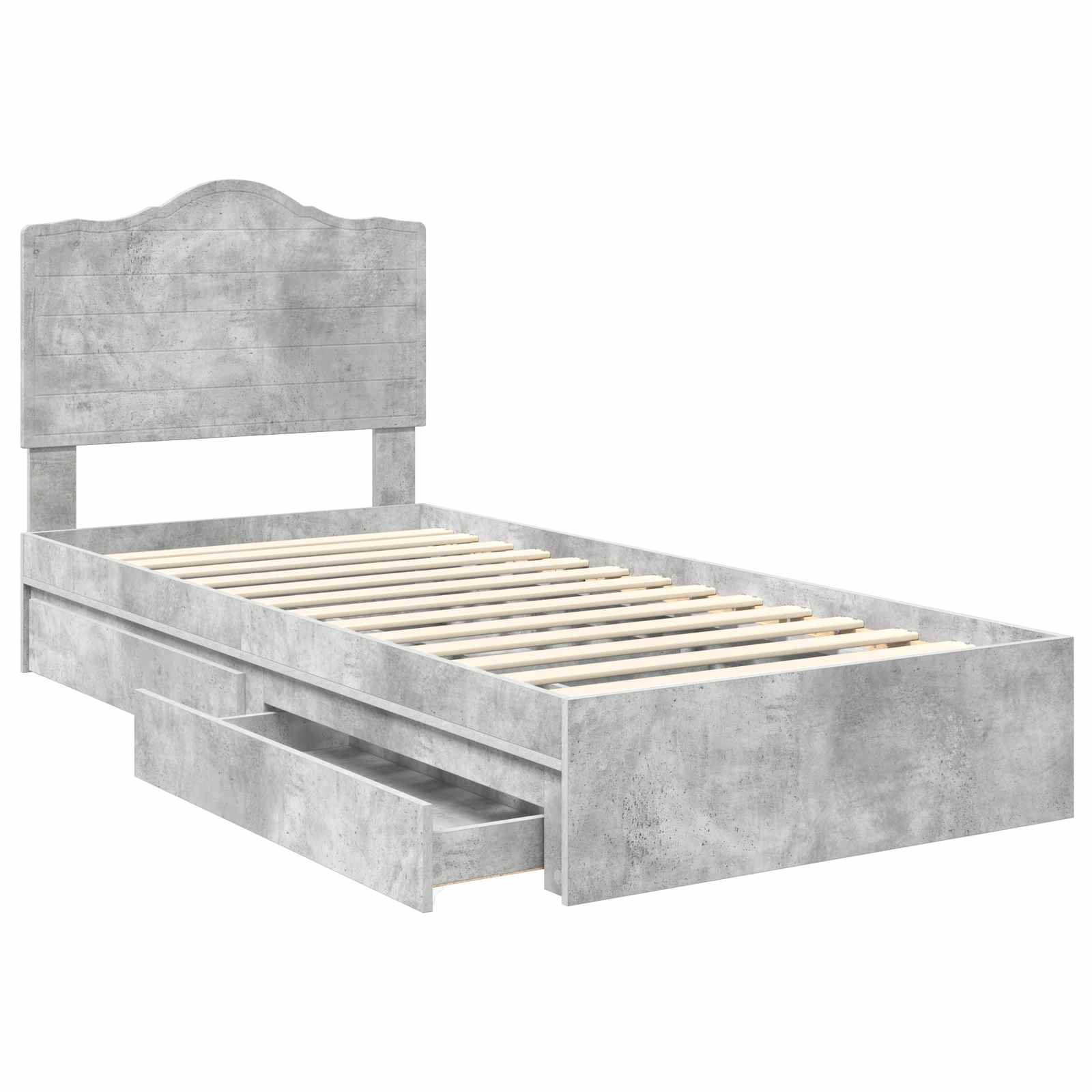 Letto con Contenitore con testiera Grigio cemento 90 x 190 cm | homemem39