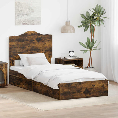 Letto con Contenitore Rovere fumé 90 x 190 cm Legno multistrato | homemem39
