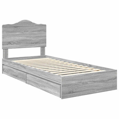 Letto con Contenitore con testiera Grigio Sonoma 90 x 190 cm | homemem39