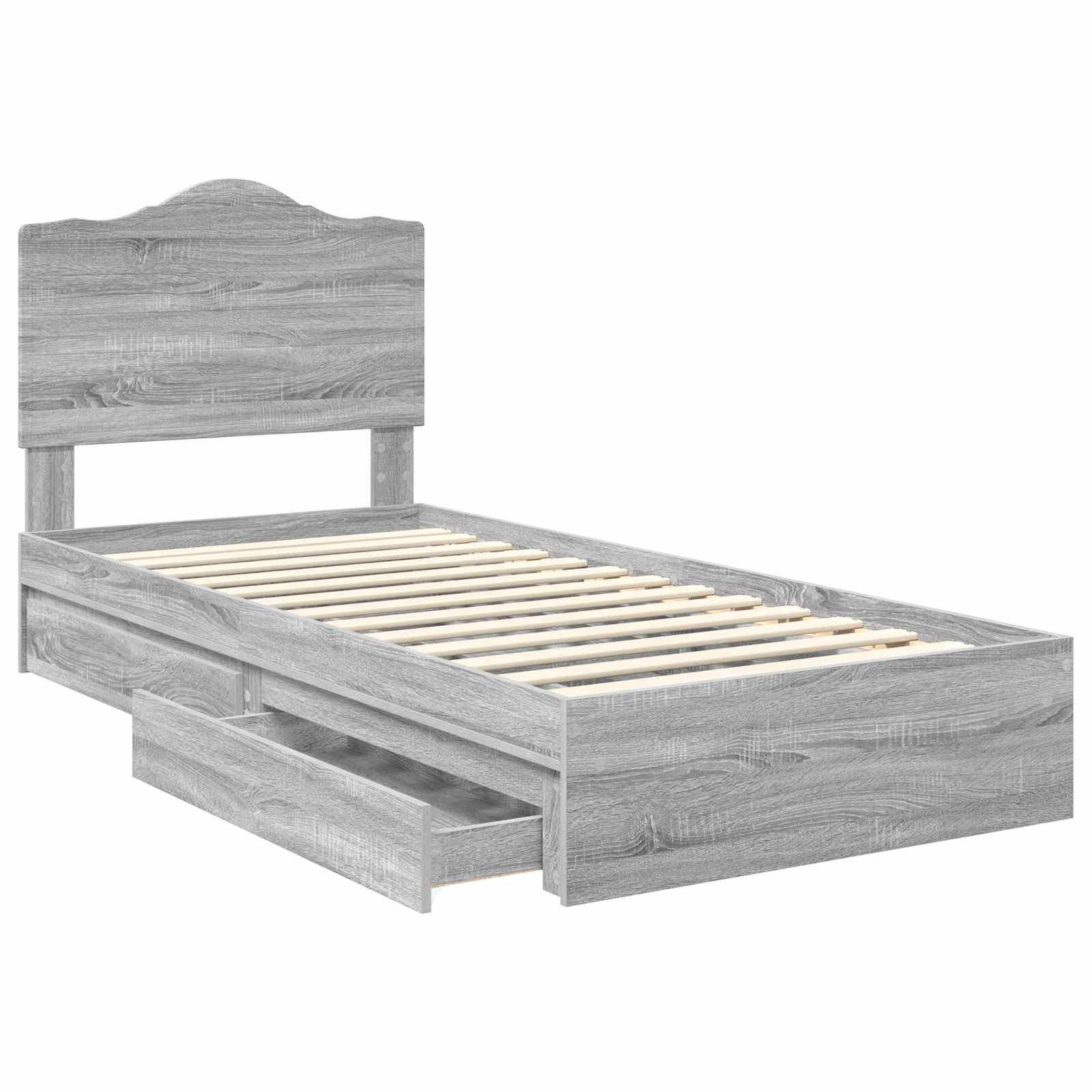 Letto con Contenitore con testiera Grigio Sonoma 90 x 190 cm | homemem39