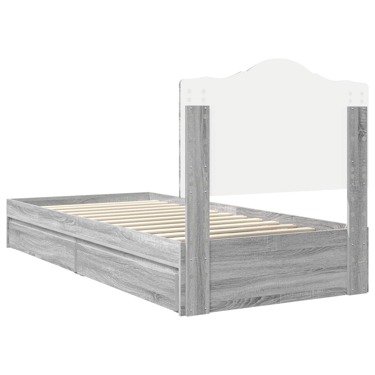 Letto con Contenitore con testiera Grigio Sonoma 90 x 190 cm | homemem39