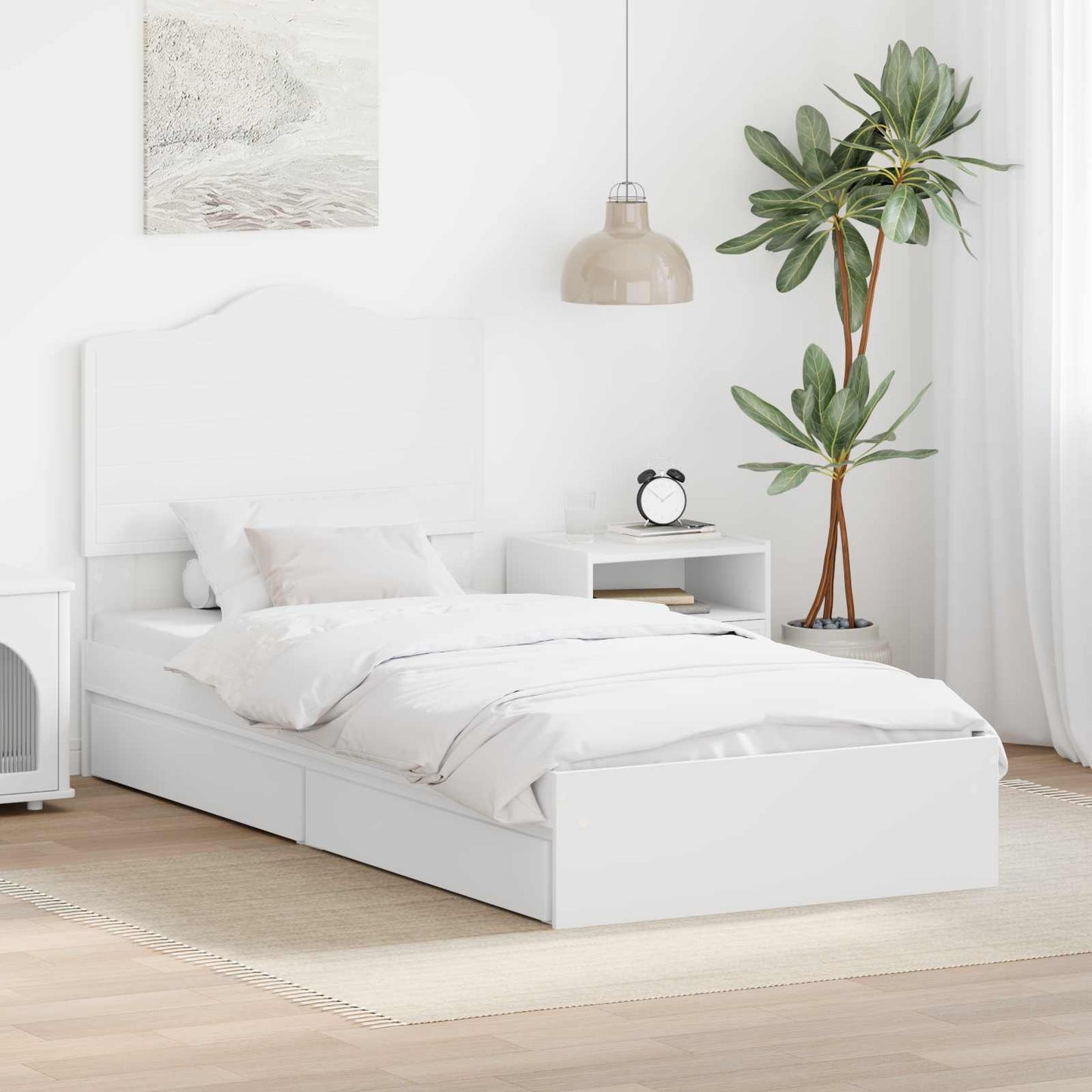 Letto con Contenitore Bianco 70 x 190 cm Legno multistrato