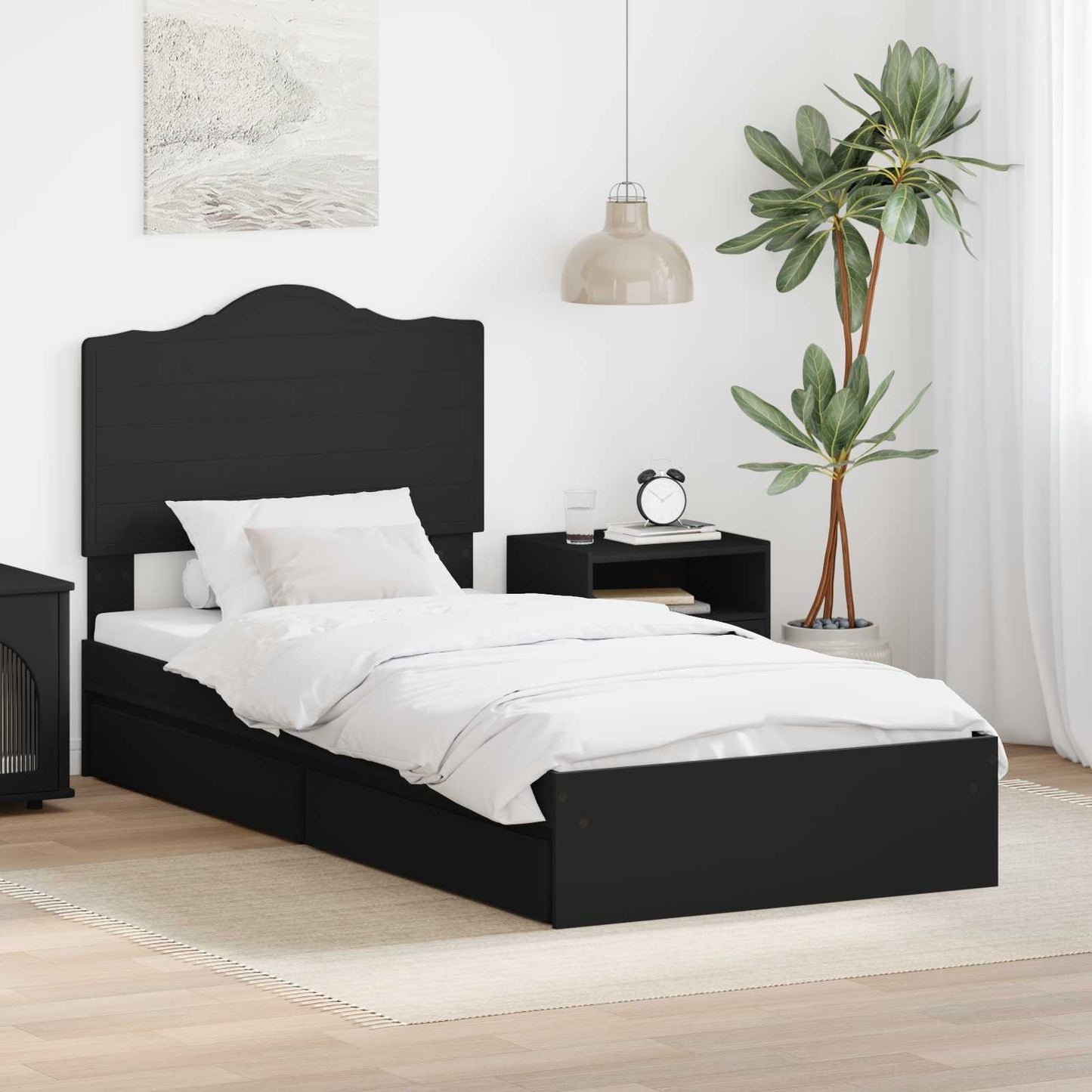 Letto con Contenitore Nero 70 x 190 cm Legno multistrato | homemem39