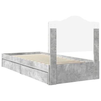 Letto con Contenitore con cassetto Grigio cemento 70 x 190 cm | homemem39
