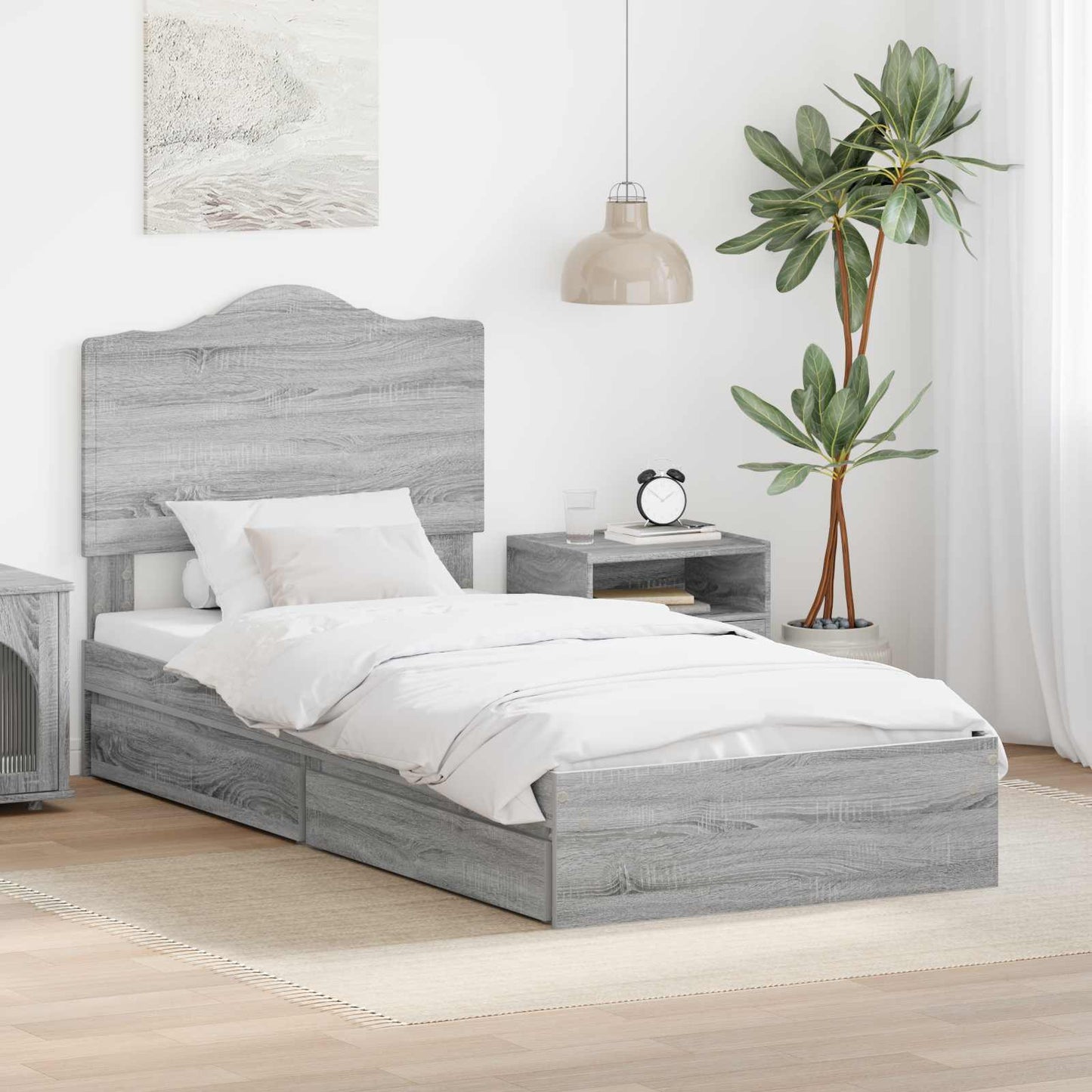 Letto con Contenitore con cassetto Grigio Sonoma 70 x 190 cm | homemem39