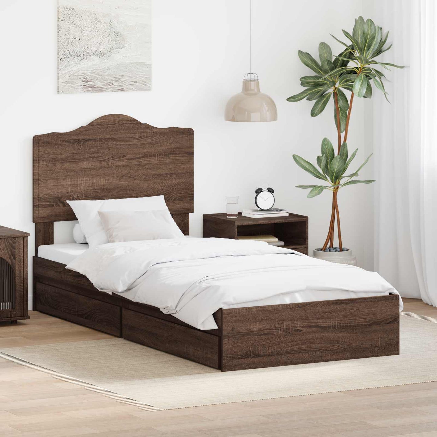 Letto con Contenitore con cassetto Rovere Marrone 70 x 190 cm | homemem39