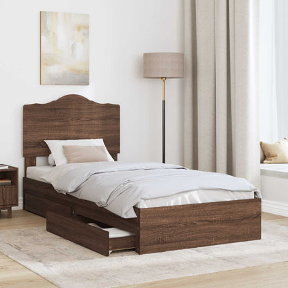 Letto con Contenitore con cassetto Rovere Marrone 70 x 190 cm | homemem39