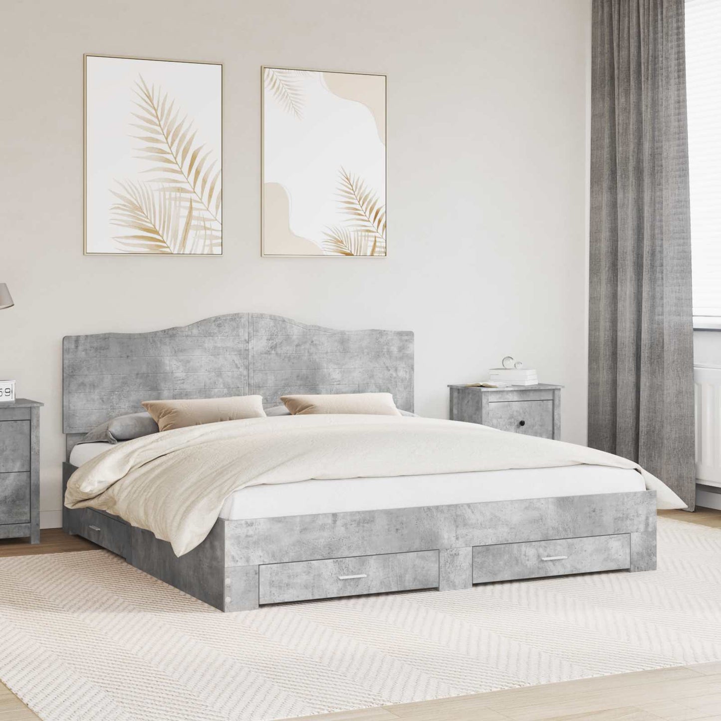 Struttura del letto con testiera Grigio cemento 200 x 200 cm | homemem39