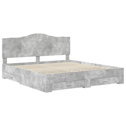 Struttura del letto con testiera Grigio cemento 200 x 200 cm | homemem39