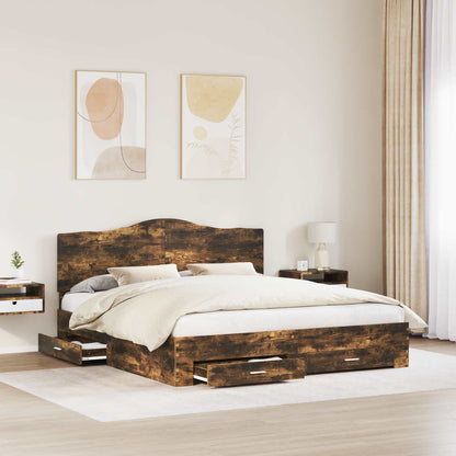 Struttura del letto Rovere fumé 200 x 200 cm Legno multistrato | homemem39