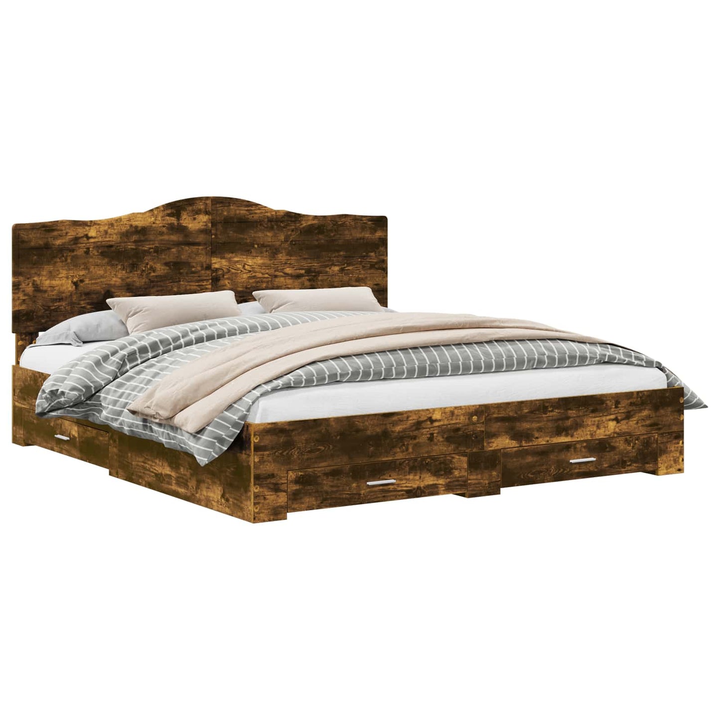 Struttura del letto Rovere fumé 200 x 200 cm Legno multistrato | homemem39