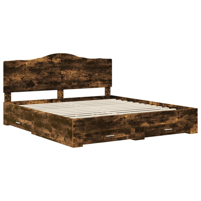 Struttura del letto Rovere fumé 200 x 200 cm Legno multistrato | homemem39