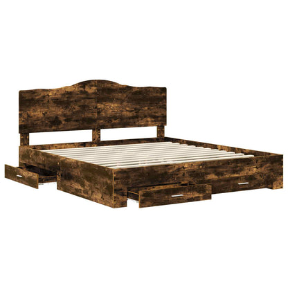 Struttura del letto Rovere fumé 200 x 200 cm Legno multistrato | homemem39