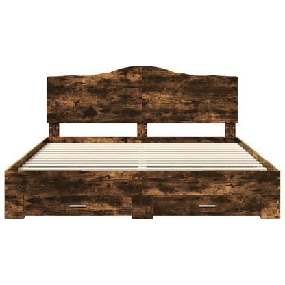 Struttura del letto Rovere fumé 200 x 200 cm Legno multistrato | homemem39