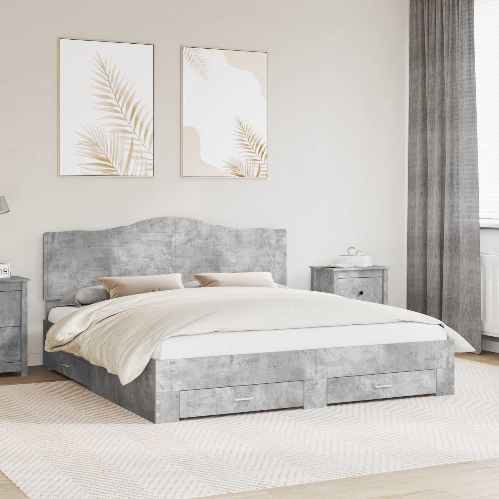 Struttura del letto con testiera Grigio cemento 180 x 200 cm | homemem39