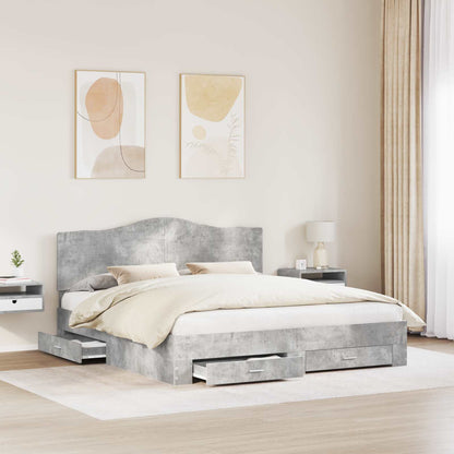 Struttura del letto con testiera Grigio cemento 180 x 200 cm | homemem39