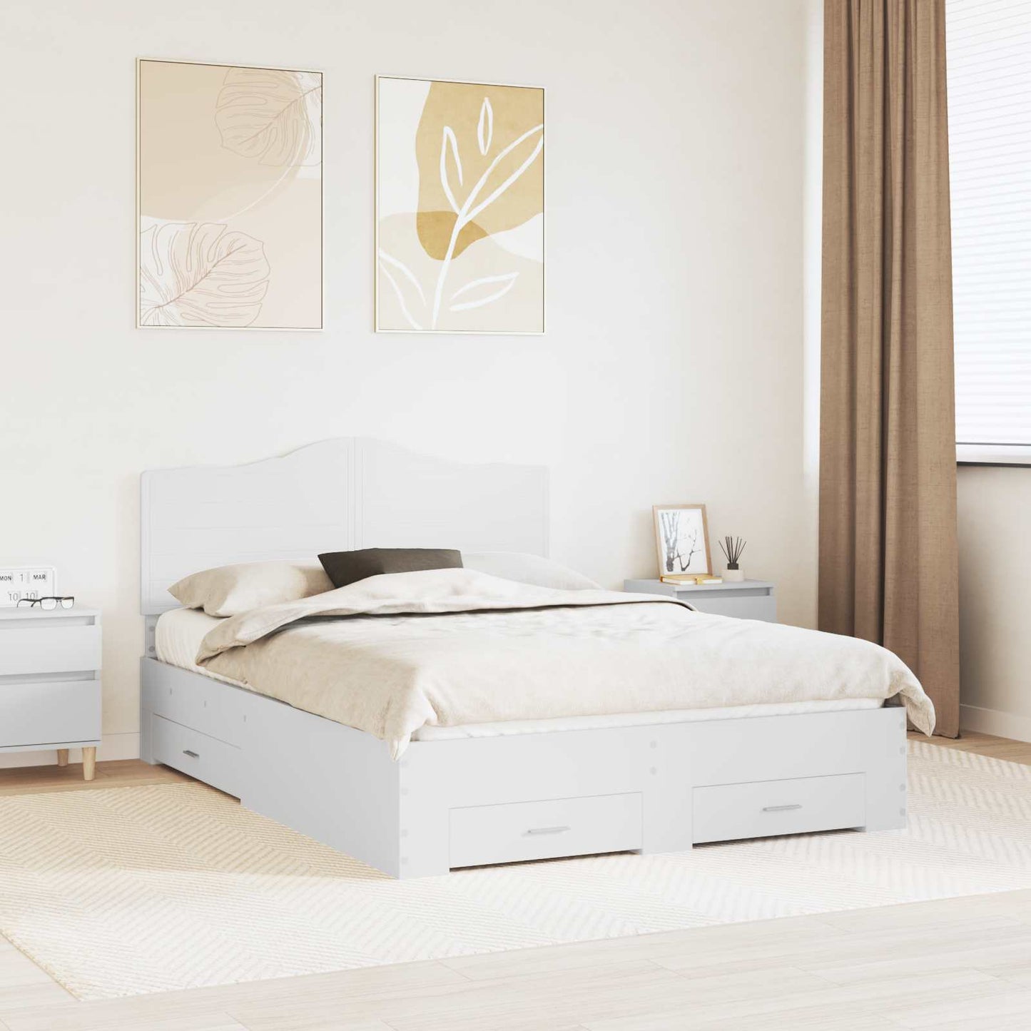 Struttura del letto Bianco 160 x 200 cm Legno multistrato | homemem39