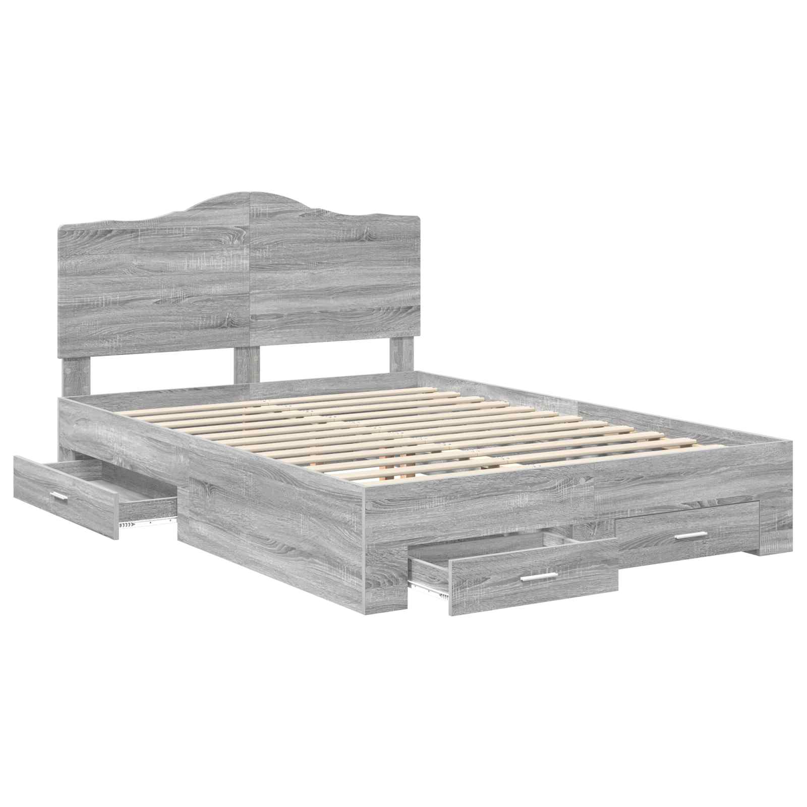 Struttura del letto con testiera Grigio Sonoma 160 x 200 cm | homemem39