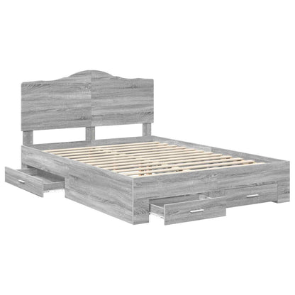 Struttura del letto con testiera Grigio Sonoma 160 x 200 cm | homemem39