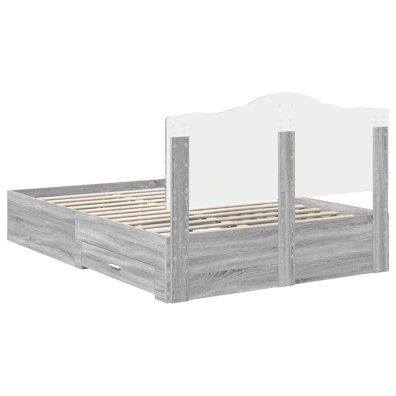 Struttura del letto con testiera Grigio Sonoma 160 x 200 cm | homemem39
