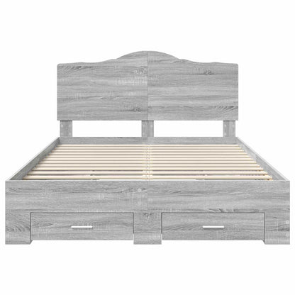 Struttura del letto con testiera Grigio Sonoma 160 x 200 cm | homemem39