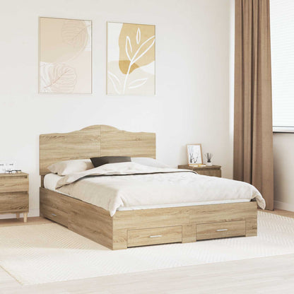 Struttura del letto con testiera Rovere Sonoma 150 x 200 cm | homemem39