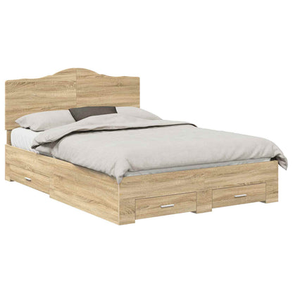 Struttura del letto con testiera Rovere Sonoma 150 x 200 cm | homemem39