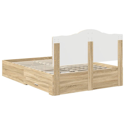 Struttura del letto con testiera Rovere Sonoma 150 x 200 cm | homemem39