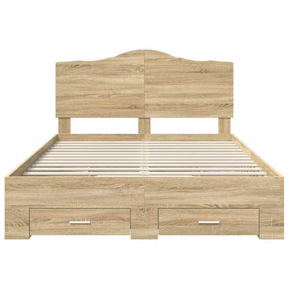 Struttura del letto con testiera Rovere Sonoma 150 x 200 cm | homemem39