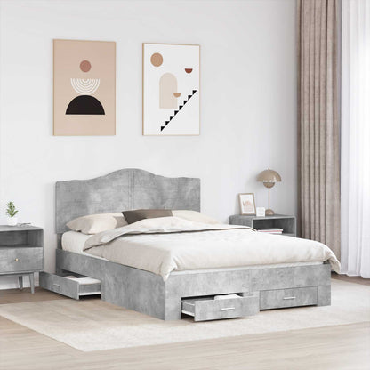 Struttura del letto con testiera Grigio cemento 150 x 200 cm | homemem39