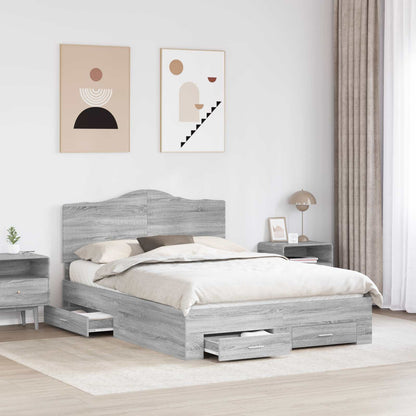 Struttura del letto con testiera Grigio Sonoma 150 x 200 cm | homemem39