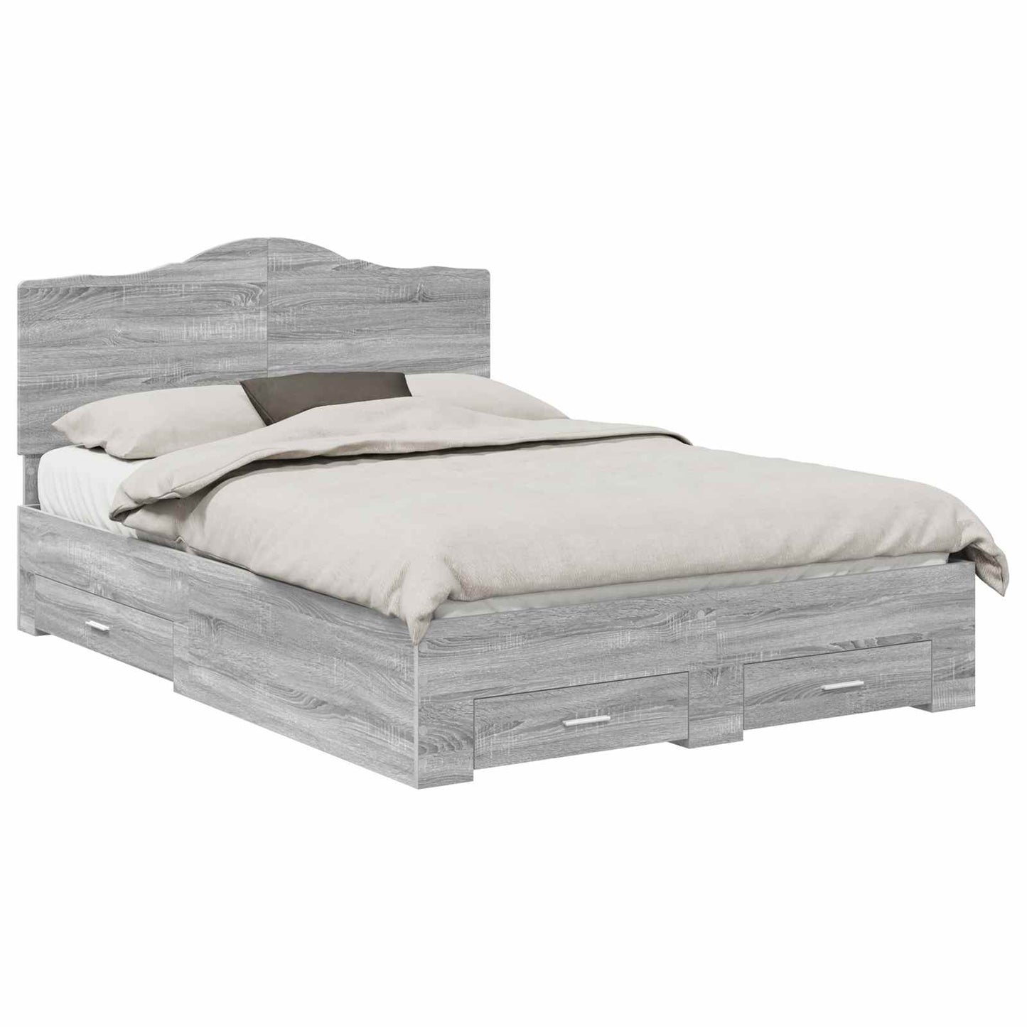 Struttura del letto con testiera Grigio Sonoma 150 x 200 cm | homemem39