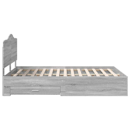 Struttura del letto con testiera Grigio Sonoma 150 x 200 cm | homemem39